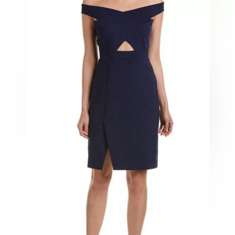 Parker off-shoulder   Cutout mini-dress size Med NWT Navy‎